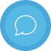 A blue circle with an image of a speech bubble.